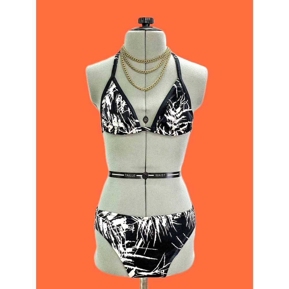 Vintage Abstract Bikini / Vintage Triangle Bikini / Vintage 1980s Bikini